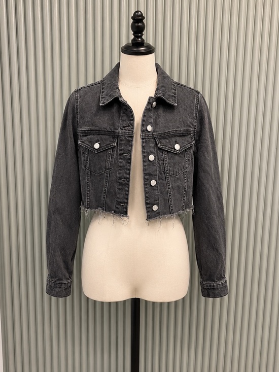 Topshop Jackets & Blazers - Topshop Cropped Black Washed Denim Jacket